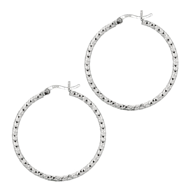 Silver 2x30MM Diamond Cut Earring