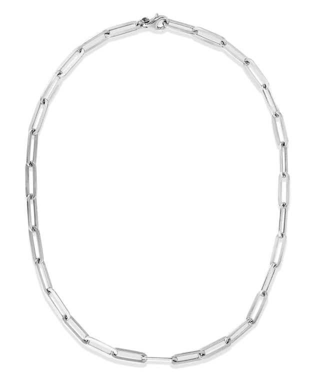 Silver 6MM Flat Paperclip Link Chain Bracelet
