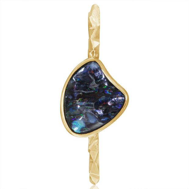 14K Yellow Gold Australian Boulder Opal Lapel Pin with Yellow Plated Post and Back