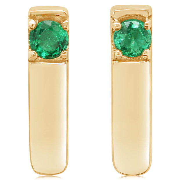 14K Yellow Gold Emerald Earrings