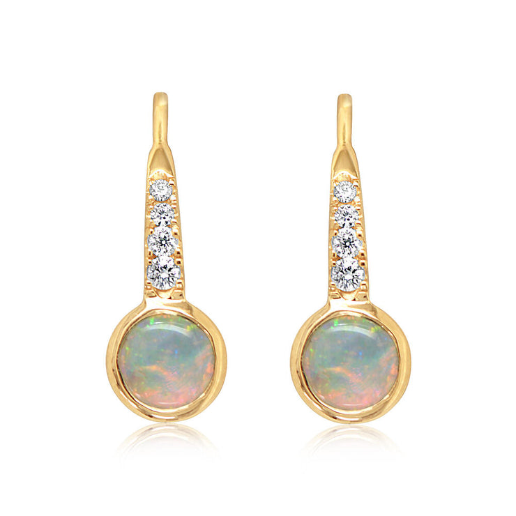 14K Yellow Gold Australian Opal/Diamond Earrings