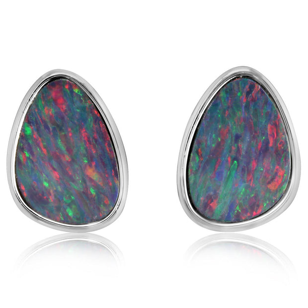 Sterling Silver Australian Opal Doublet Earrings