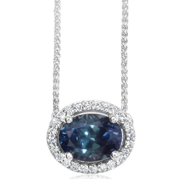 14K White Gold Montana Blue Sapphire/Diamond Neckpiece