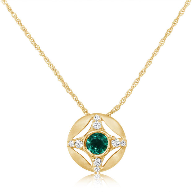 14K Yellow Gold Brazilian Emerald/Diamond Pendant