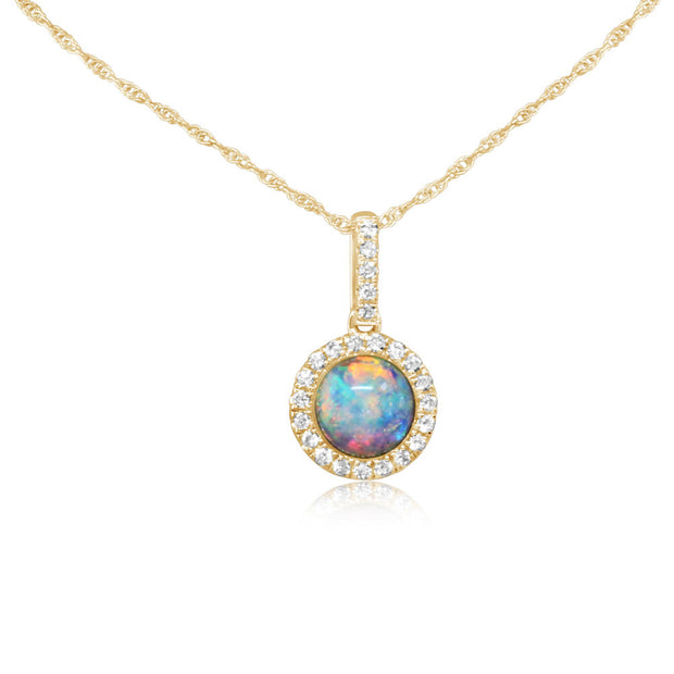 14K Yellow Gold Australian Opal/Diamond Pendant