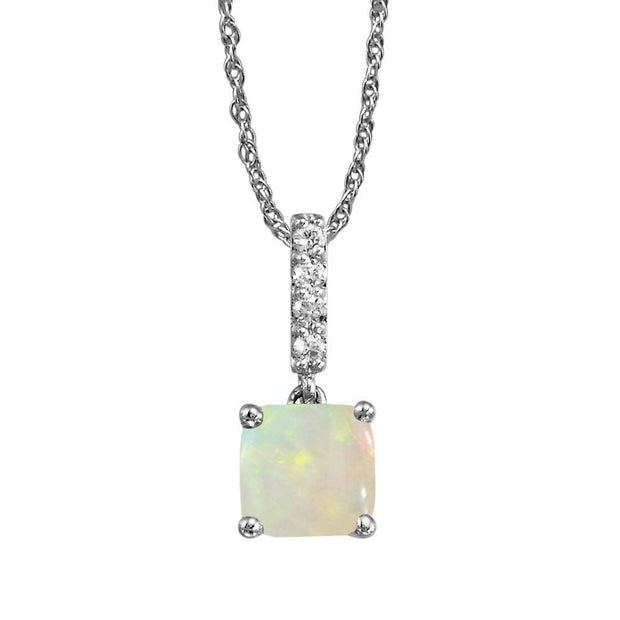 14K White Gold Opal/Diamond Pendant