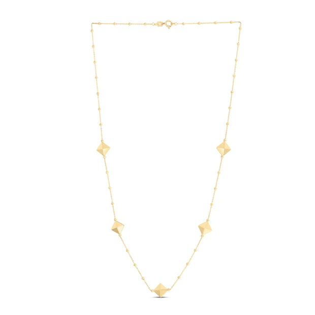 14K Gold Pyramid Station Necklace