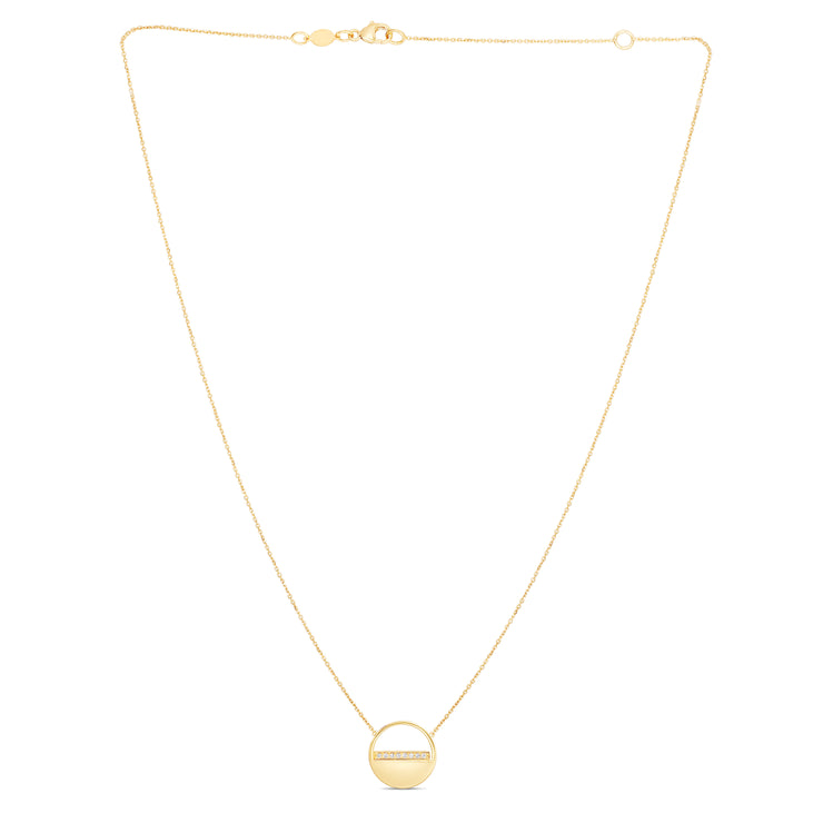 14K Gold Diamond SOHO Half Disc Necklace