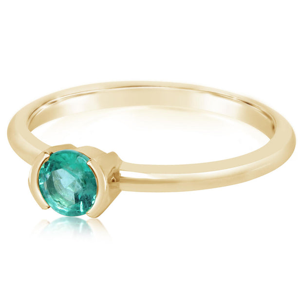 14K Yellow Gold Brazilian Emerald Ring