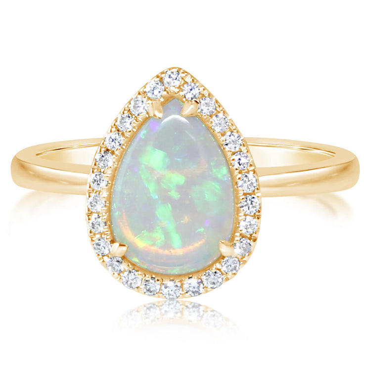 14K Yellow Gold Australian Opal/Diamond Ring
