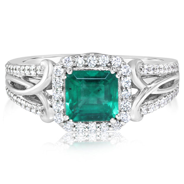 18K White Gold Brazilian Emerald/Diamond Ring