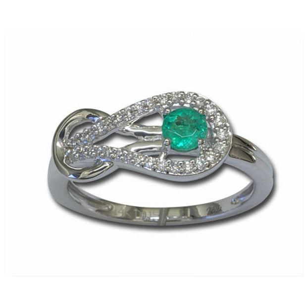 14K White Gold Emerald Diamond Ring