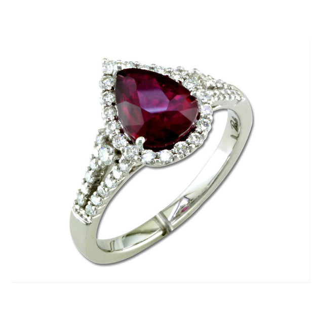 18K White Gold Mozambique Ruby/Diamond Ring
