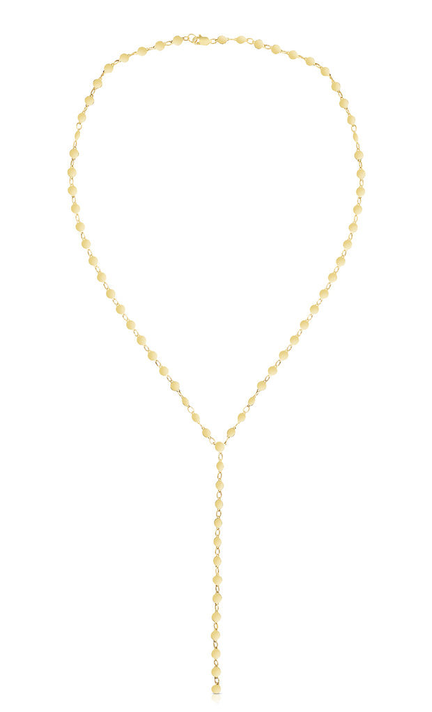 14K Gold Mirror Chain Lariat Necklace