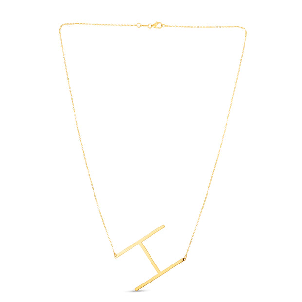 14K Gold Large Initial H Necklace