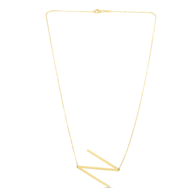 14K Gold Large Initial N Necklace