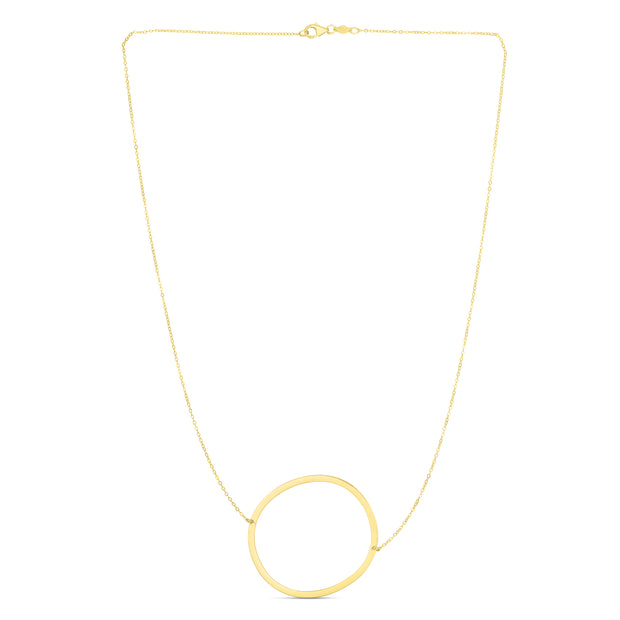 14K Gold Large Initial O Necklace