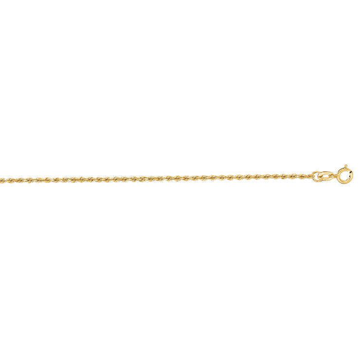 10K Gold 1.4mm Solid Diamond Cut Royal Rope Chain