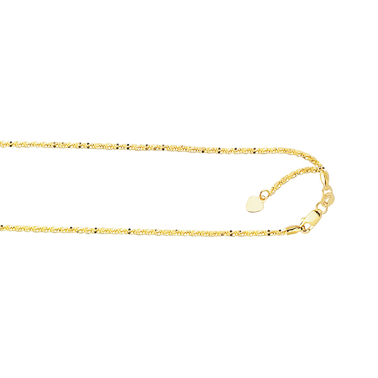 10K Gold 1.2mm Adjustable Sparkle Chain
