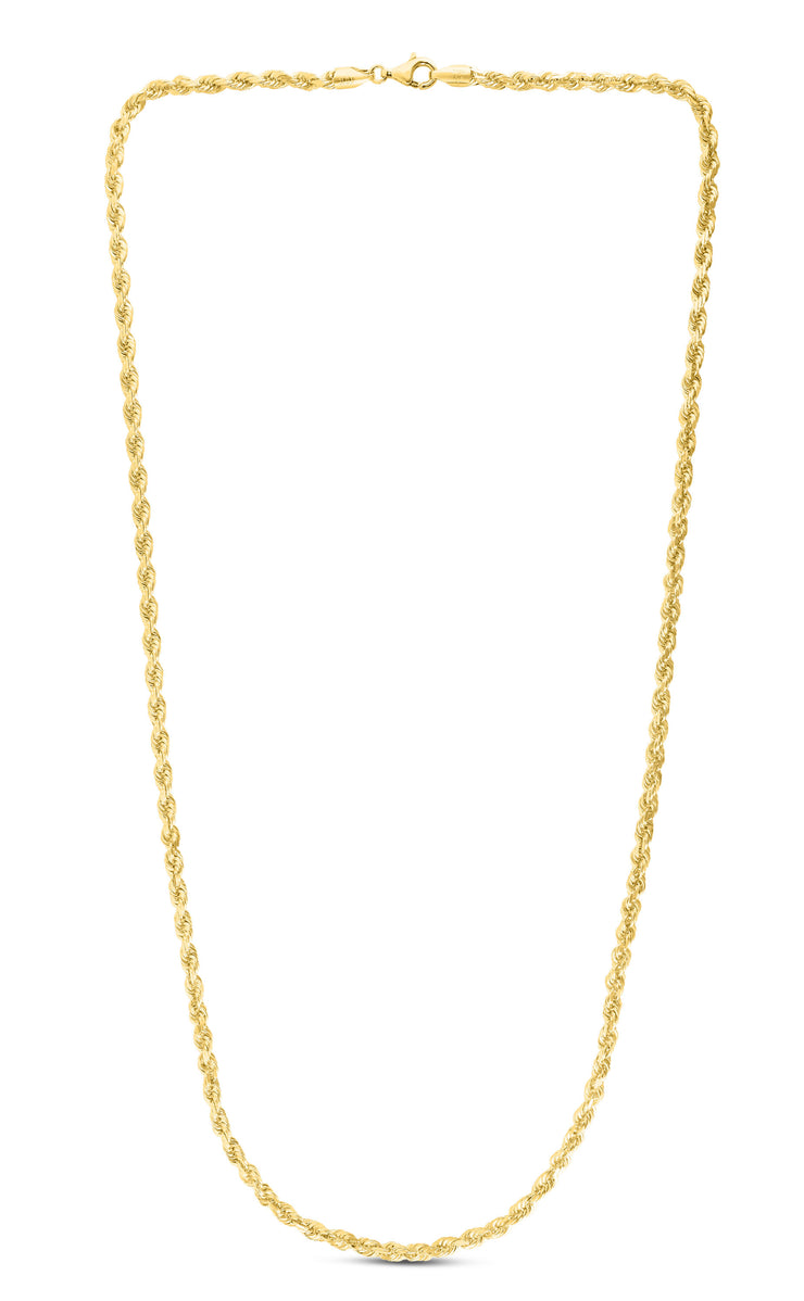 10K Gold 4.0mm Solid Diamond Cut Royal Rope Chain