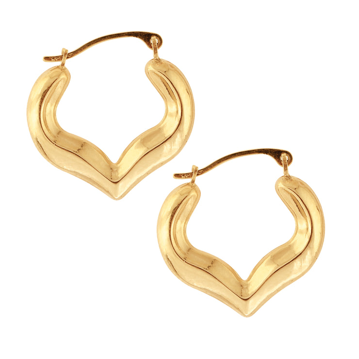 10K Gold Half Heart Hoop Earring