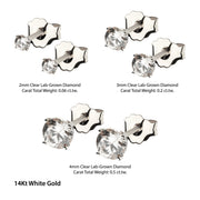 20g 14Kt Gold Stud Earrings with 4-Prong Lab-Grown Diamond & Butterfly Back