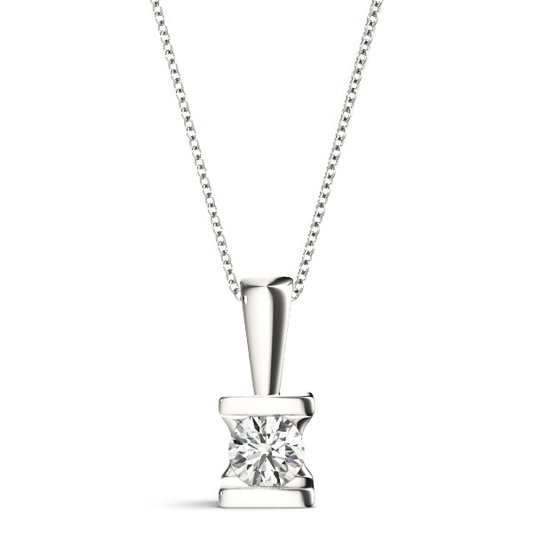 18K White Gold 1 ct tw Solitaire Diamond Pendant