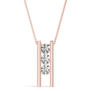 14K Rose Gold 1 ct tw Three Stone Diamond Pendant