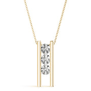 18K Yellow Gold 1 ct tw Three Stone Diamond Pendant