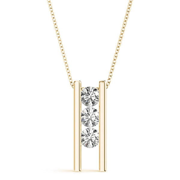 18K Yellow Gold 1 ct tw Three Stone Diamond Pendant