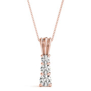 18K Rose Gold 1 ct tw Three Stone Diamond Pendant