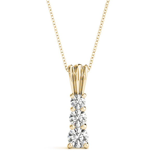 18K Yellow Gold 1 ct tw Three Stone Diamond Pendant