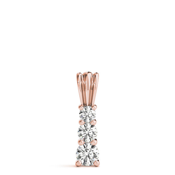 18K Rose Gold 1 ct tw Three Stone Diamond Pendant
