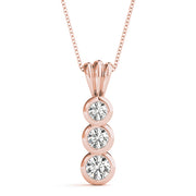 18K Rose Gold 1/2 ct tw Three Stone Diamond Pendant