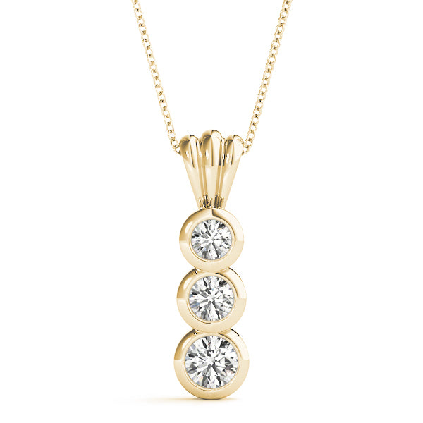 18K Yellow Gold 1/2 ct tw Three Stone Diamond Pendant