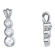 14K White Gold 1/2 ct tw Three Stone Diamond Pendant