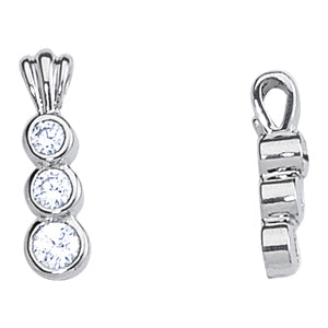 14K White Gold 1/2 ct tw Three Stone Diamond Pendant