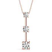 18K Rose Gold 1 ct tw Three Stone Diamond Pendant