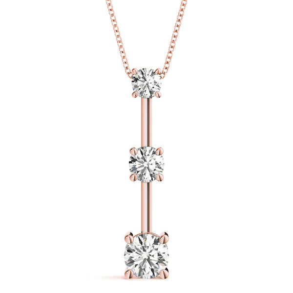 18K Rose Gold 1 ct tw Three Stone Diamond Pendant