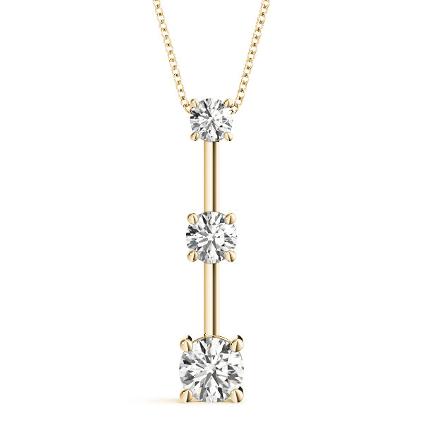18K Yellow Gold 1 ct tw Three Stone Diamond Pendant