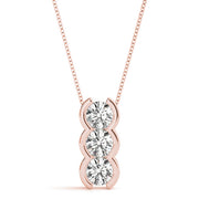 14K Rose Gold 1 ct tw Three Stone Diamond Pendant