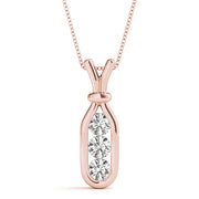 14K Rose Gold 1/2 ct tw Three Stone Diamond Pendant