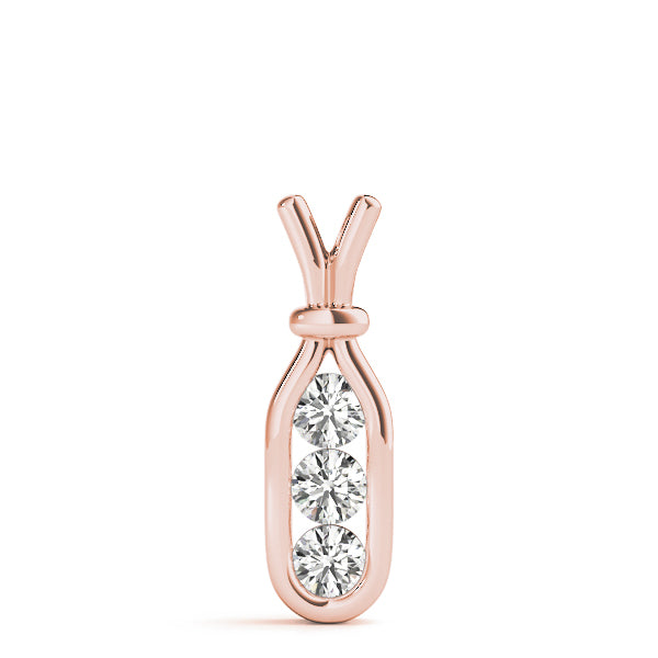 14K Rose Gold 1/2 ct tw Three Stone Diamond Pendant