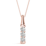 18K Rose Gold 1 ct tw Three Stone Diamond Pendant
