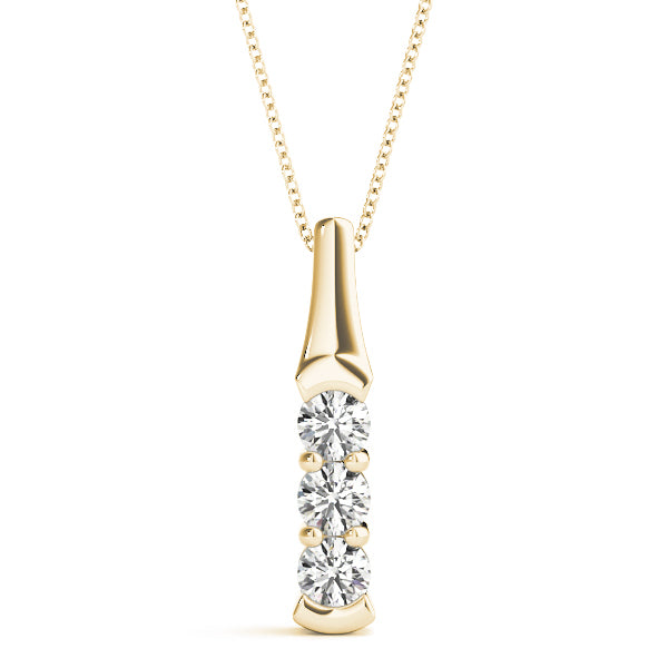 14K Yellow Gold 1 ct tw Three Stone Diamond Pendant