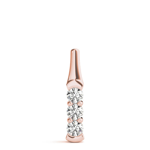 18K Rose Gold 1 ct tw Three Stone Diamond Pendant