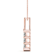 18K Rose Gold 1 ct tw Three Stone Diamond Pendant