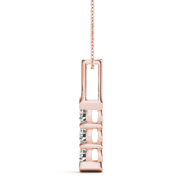 18K Rose Gold 1 ct tw Three Stone Diamond Pendant