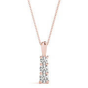 14K Rose Gold 1/3 ct tw Three Stone Diamond Pendant