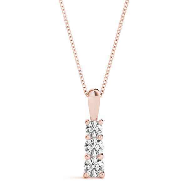 14K Rose Gold 1/3 ct tw Three Stone Diamond Pendant